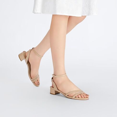 Women's Adjustable Ankle Strap Heel Open Toe Sandals 1.18 Inch Low Chunky Block Neutral Steappy Heel Comfortable Dressy For Graduation Vacation Wedding Party Casual in Saudi Arabia