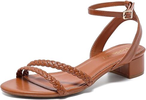 Women's Adjustable Ankle Strap Heel Open Toe Sandals 1.18 Inch Low Chunky Block Neutral Steappy Heel Comfortable Dressy For Graduation Vacation Wedding Party Casual in Saudi Arabia