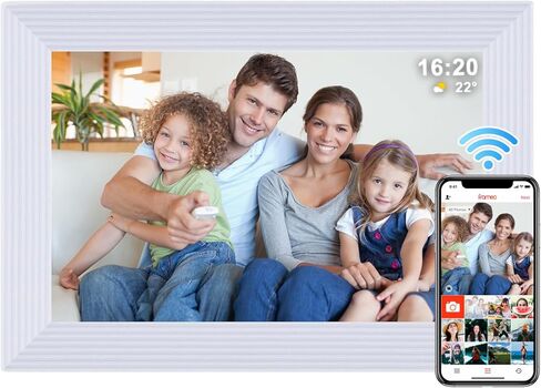 إطار صور رقمي واي فاي 10.1 بوصة إطار صور رقمي فراميو، شاشة لمس عالية الدقة 1280 × 800، ذاكرة 32 جيجابايت، للأم وعيد الميلاد والزفاف - مشاركة الصور ومقاطع الفيديو على الفور ومجانًا عبر تطبيق Frameo in Kuwait