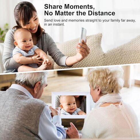 إطار صور رقمي واي فاي 10.1 بوصة إطار صور رقمي فراميو، شاشة لمس عالية الدقة 1280 × 800، ذاكرة 32 جيجابايت، للأم وعيد الميلاد والزفاف - مشاركة الصور ومقاطع الفيديو على الفور ومجانًا عبر تطبيق Frameo in Kuwait