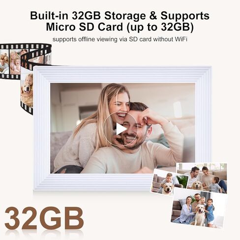 إطار صور رقمي واي فاي 10.1 بوصة إطار صور رقمي فراميو، شاشة لمس عالية الدقة 1280 × 800، ذاكرة 32 جيجابايت، للأم وعيد الميلاد والزفاف - مشاركة الصور ومقاطع الفيديو على الفور ومجانًا عبر تطبيق Frameo in Kuwait