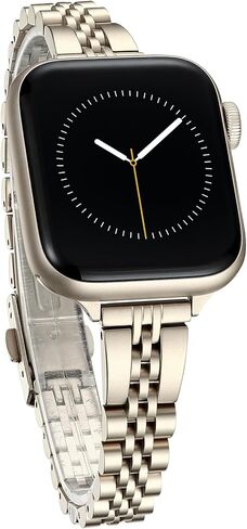 سوار ساعة نحيف لساعة Apple Series 11، 10، 9، 8، 7، 6، 5، 4، 3، 2، 1 وSE 3/2/1 للنساء، سوار معدني أنيق من الفولاذ المقاوم للصدأ لساعة Apple 40 مم 41 مم 42 مم 38 مم 44 مم 45 مم 46 مم لسوار iWatch in Kuwait