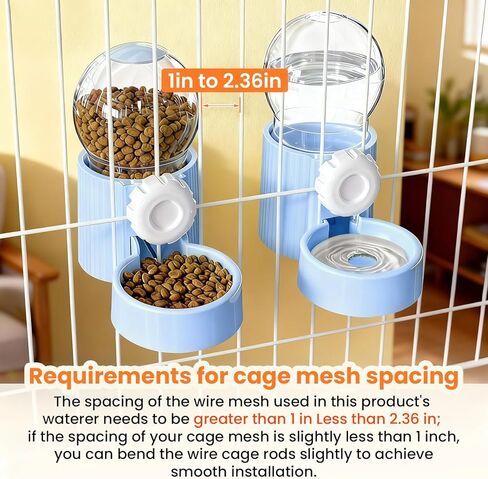 38oz Hanging Automatic Food Water Dispenser, Large Capacity Gravity Rabbit Water Dispenser and Feeder Set, for Bunny Guinea Pig Chinchilla Ferret Cage Accessories (White) in Saudi Arabia