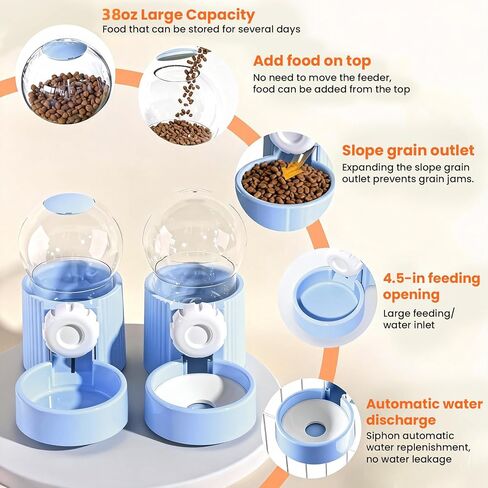 38oz Hanging Automatic Food Water Dispenser, Large Capacity Gravity Rabbit Water Dispenser and Feeder Set, for Bunny Guinea Pig Chinchilla Ferret Cage Accessories (White) in Saudi Arabia