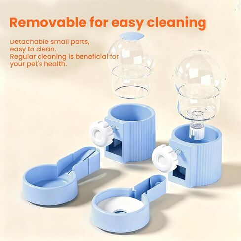 38oz Hanging Automatic Food Water Dispenser, Large Capacity Gravity Rabbit Water Dispenser and Feeder Set, for Bunny Guinea Pig Chinchilla Ferret Cage Accessories (White) in Saudi Arabia