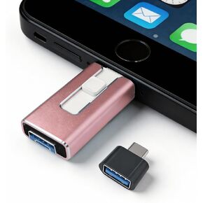 محرك فلاش USB بسعة 512 جيجابايت للهاتف والوسادة، عصا صور، محرك أقراص USB خارجي عالي السرعة لتخزين الصور، عصا ذاكرة لحفظ المزيد من الصور ومقاطع الفيديو، وردي in Kuwait