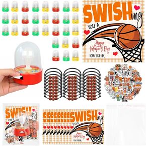 24 Set Valentine's Day Gifts Bulk Basketball Party Favors Mini Finger Basketball Shooting Game Bracelet Stickers for Valentine's Day School Classroom Gift Exchange in Saudi Arabia