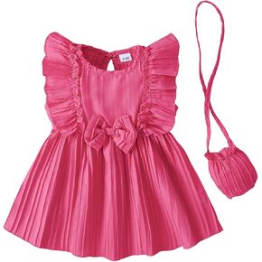 Weebaby Toddler Baby Girls Summer Dress Infant Outfits Ruffle Cute Sundress Kid Clothes Playwear Little Girls Dress with Bow in Kuwait