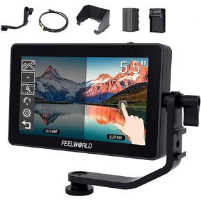 FEELWORLD F6 + شاشة لمس 5.5 بوصة DSLR Full HD 1920x1080 كاميرا مراقبة ميدانية مع HDR 3D Lut IPS Video Peak Focus Assist 4K HDMI (DL-F6PLUS) in Kuwait