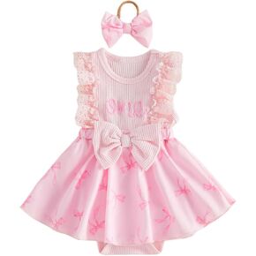 Thorn Tree 1st Birthday Girl Outfit One Year Old Baby Clothes Daisy Dress Ruffle Sleeve Romper Headband Summer Set in Kuwait