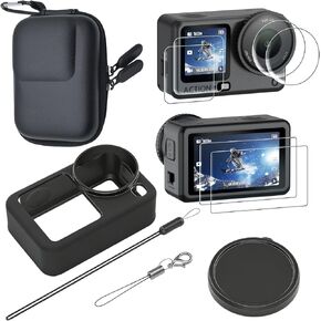 Screen Protector (6+2Pack) Compatible for DJI Osmo Action 6 Pro Camera,Tempered Glass Film Full Coverage with Silicone Cover Sleeve and Hard Shell Travel Storage Carrying Case (pink) in Saudi Arabia