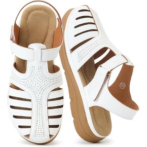 Womens Summer Flat Sandals: Comfortable Closed Toe Dressy Flats Sandals Ankle Strap Casual Outdoor Fisherman Walking Sandal in Kuwait