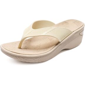 BEMIRO Wedge Flip Flops & Walking Sandals Women, Comfortable Orthopedic Platform Thong Sandals with Adjustable Arch Support, Waterproof Non-Slip, Size 5.5-12, Sandals for Women in Kuwait
