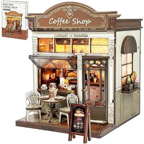 مجموعة Book Nook، مجموعة بيت الدمى المصغرة DIY للبالغين والمراهقين، ديكور رف الكتب الصغير للمنزل مع LED، مجموعة بناء مقهى ألغاز خشبية ثلاثية الأبعاد، هدايا للعائلة والأصدقاء in Kuwait