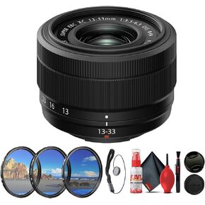 كاميرات Fujifilm XC 13-33mm f/3.5-6.3 OIS Lens X Mount APS-C، ما يعادل 20-50 مم، حزمة تثبيت الصورة البصرية مع مجموعة مرشح والمزيد in Kuwait