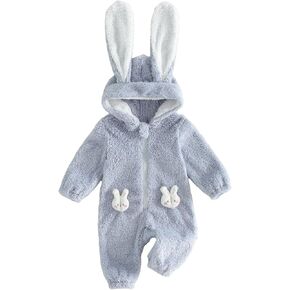 Newborn Baby Girl Boy Easter Outfit Bunny Ear Hooded Jumpsuit Romper Zipper Rabbit Hoodie Bodysuit Overall Clothes in Kuwait