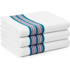 بطانيات استقبال المستشفيات من Linteum Textile Supply لحديثي الولادة - 100% قطن، 30x40 بوصة، أبيض مع خطوط زرقاء مخضرة ووردية - أغطية قماط كلاسيكية للأطفال - 3 عبوات in Kuwait