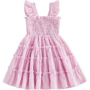Toddler Girl Dress Baby Girls Summer Clothes Sleeveless Plaid Dresses Boho Dresses Casual Infant Sundress in Saudi Arabia