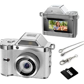 OMK Mini Keychain Camera, 1080P Pocket-Size Camera with 32GB Card, Portable Mini Retro Camera, One-Button Recording, Lightweight Vintage for Travel, Birthday Gift, Party, Daily Moments(Pink) in Saudi Arabia