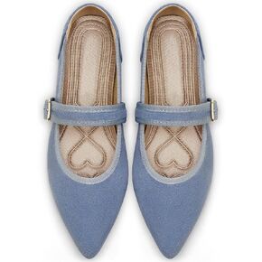 أحذية Ecetana النسائية Mary Jane Flats الأنيقة بمقدمة مدببة مريحة كاجوال أحذية الباليه المسطحة مع إبزيم حزام الكاحل للعمل والمكتب in Kuwait
