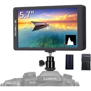 شاشة FEELWORLD F570 مقاس 5.7 بوصة بدقة 4K على الكاميرا مع مدخل/مخرج HDMI IPS Full HD 1920x1080 لكاميرات DSLR ومثبت جيمبال مع بطارية وشاحن F550 in Kuwait