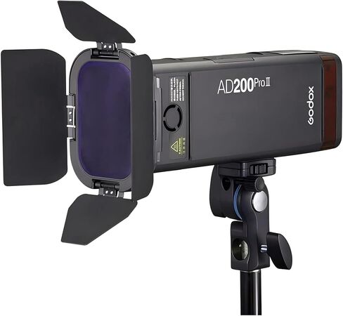 Godox BD-07 II Barn Door متوافق مع Godox AD200Pro II Pocket Speedlite Flash Head، مع شبكة قرص العسل قابلة للفصل و4 مرشحات ألوان in Kuwait