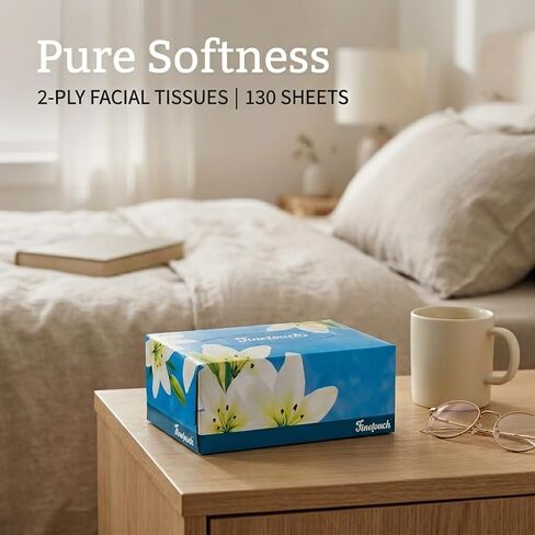 Finetouch Soft Facial Tissues 2 Ply Box Of 130 Pack of 6 (780 Facial Tissues Toatal) Family Pack (6) Design may Vary in Saudi Arabia