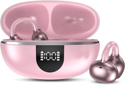 Clip-On Headphones, Open Ear Earbuds, Bluetooth 6.0 Headphones, Clip-On Design for Comfort, Water Resistant, Up to 36 Hrs of Playtime, PX6 Stable Fit Sports Running, Workout(Pink) in Saudi Arabia