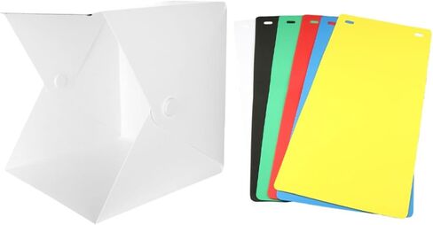 PRETYZOOM Portable Folding LED Photo Light Box Tent with 6-Color Backdrops, Adjustable Brightness Mini Photography Cube for Product Shooting, 30cm Medium Size in Kuwait