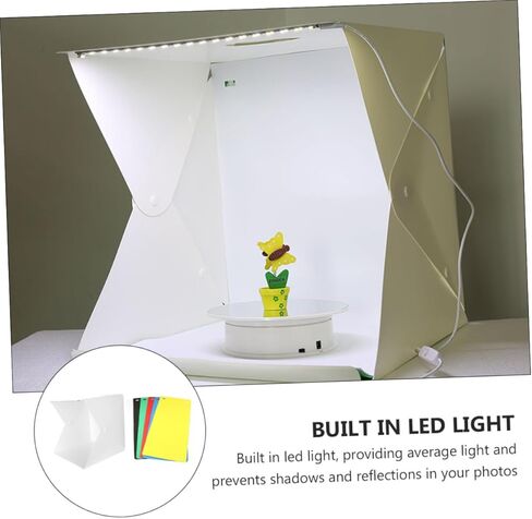 PRETYZOOM Portable Folding LED Photo Light Box Tent with 6-Color Backdrops, Adjustable Brightness Mini Photography Cube for Product Shooting, 30cm Medium Size in Kuwait