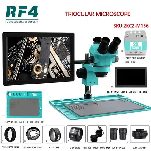 HD 4K USB Camera Zoom Triocular Microscope 15.6Inch 4K HD Display Screen Phone Soldering PCB Repair (RF7050TVD2-4KC1) in Kuwait
