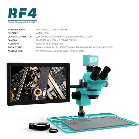 HD 4K USB Camera Zoom Triocular Microscope 15.6Inch 4K HD Display Screen Phone Soldering PCB Repair (RF7050TVD2-4KC1) in Kuwait