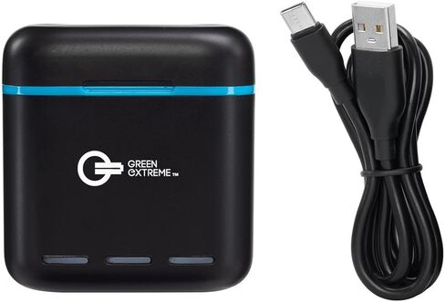 مجموعة شاحن بطارية Green Extreme لجهاز GoPro Hero 12 11 10 9، عبوتان من البطارية + حقيبة شحن ثلاثية مع سلك شحن من النوع C بقدرة 1730 مللي أمبير في الساعة، إصدار للطقس البارد، بطاريات بديلة من GoPro in Kuwait