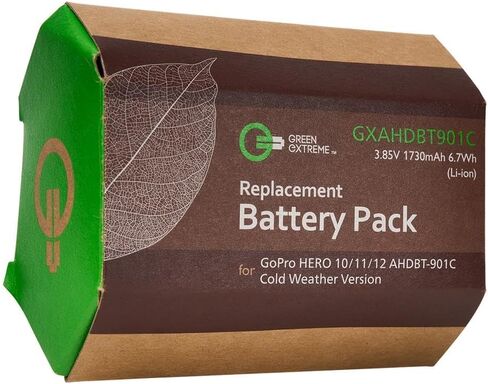 مجموعة شاحن بطارية Green Extreme لجهاز GoPro Hero 12 11 10 9، عبوتان من البطارية + حقيبة شحن ثلاثية مع سلك شحن من النوع C بقدرة 1730 مللي أمبير في الساعة، إصدار للطقس البارد، بطاريات بديلة من GoPro in Kuwait