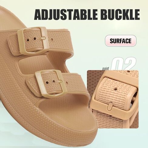 Pillow Sandals for Women Men Double Buckle Slides Slippers Thick Sole Adjustable Flat Sandals EVA in Saudi Arabia