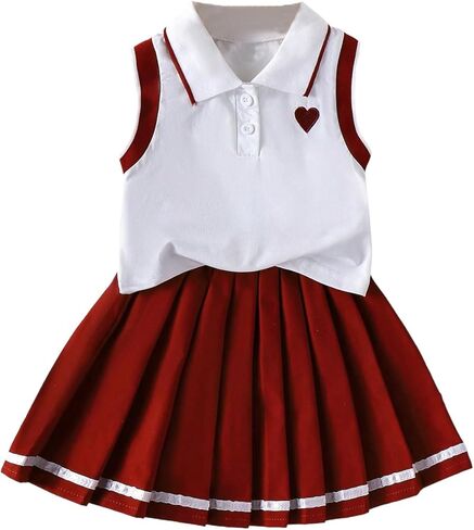 SOLY HUX Toddler Girl's Summer Clothes Sleeveless Top and Pleated Skirt Set Casual 2 Piece Outfit in Kuwait