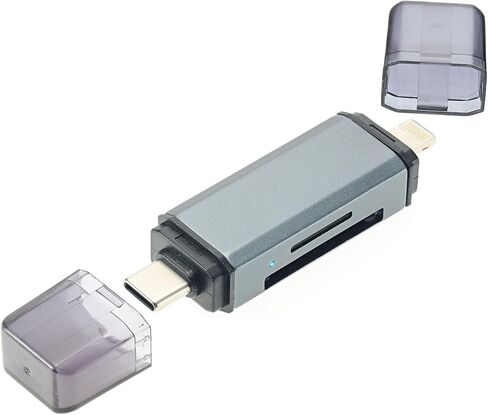 قارئ بطاقة SD USB C لأجهزة iPhone، وiPad، ومحول بطاقة Lightning إلى Micro SD، وقارئ بطاقة ذاكرة SD/Micro SD لمحولات الكاميرا الرقمية، وفتحات مزدوجة من النوع C in Kuwait