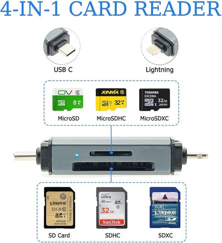 قارئ بطاقة SD USB C لأجهزة iPhone، وiPad، ومحول بطاقة Lightning إلى Micro SD، وقارئ بطاقة ذاكرة SD/Micro SD لمحولات الكاميرا الرقمية، وفتحات مزدوجة من النوع C in Kuwait