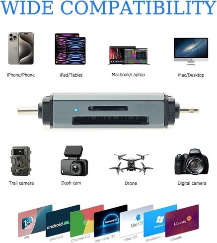 قارئ بطاقة SD USB C لأجهزة iPhone، وiPad، ومحول بطاقة Lightning إلى Micro SD، وقارئ بطاقة ذاكرة SD/Micro SD لمحولات الكاميرا الرقمية، وفتحات مزدوجة من النوع C in Kuwait