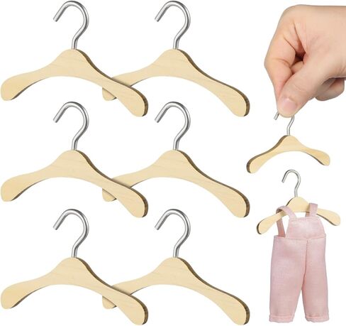 Toyandona 10pcs دمى الخشبية ملابس شماعات صغيرة دمية شماعات الدمية ملحقات دمية ملحقات مصغرة لخزائن دمية حجمها in Kuwait