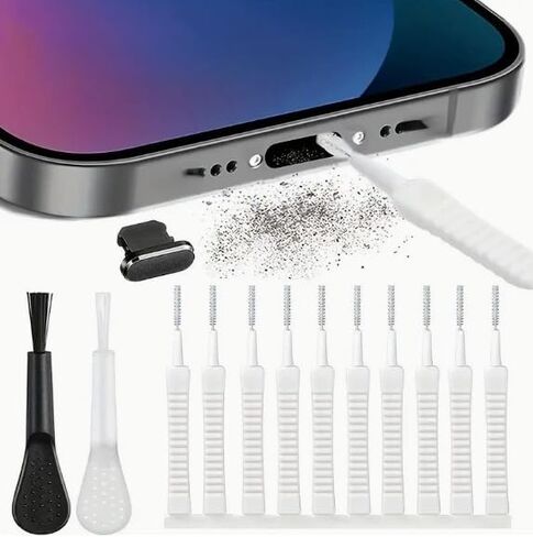 13PCS Phone Charge Port Cleaning Tool Kit Anti-Clogging Mini Brushes Cleaner for Phone Speaker and Receiver in Kuwait