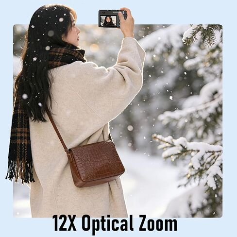 كاميرا رقمية XUMIUZIY 4K، كاميرا مدمجة محمولة بدقة 75 ميجابكسل 12X زووم بصري واي فاي مع تركيز تلقائي ومرشحات مدمجة، للتصوير الفوتوغرافي أثناء السفر in Kuwait