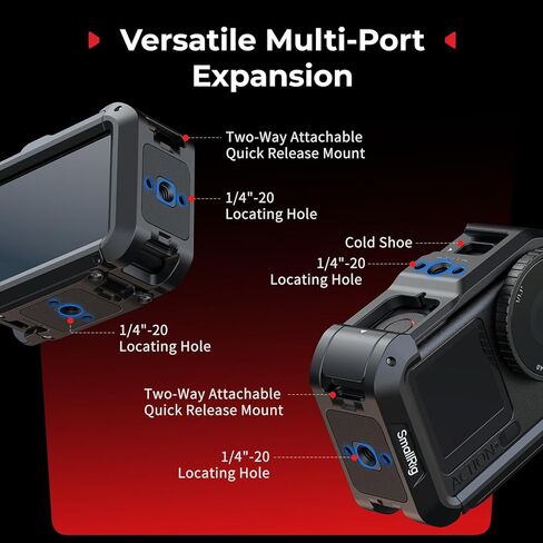 قفص SmallRig لـ DJI Osmo Action 6 مع مجموعة مرشح ND، 4 عبوات CPL ND8 ND16 ND32 مرشحات مستقطبة ذات كثافة محايدة، قفص كاميرا من سبائك الألومنيوم مع حذاء بارد، حزام معصم، غطاء عدسة - 6374 in Kuwait