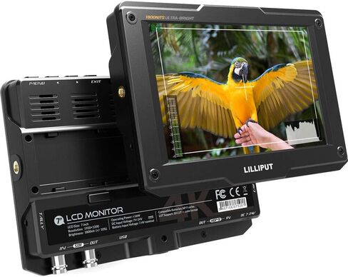 شاشة LILLIPUT H7S مقاس 7 بوصات 4K قابلة للقراءة في ضوء الشمس 1800nit على الكاميرا 1920x1200 مخرج إدخال HDMI 3G-SDI مع بطارية وشاحن 3D Lut + F970 in Kuwait