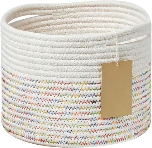 Small Woven Cotton Rope Storage Baskets,Mini Decorative Storage Bin For Gifting, Shower, Desk, Makeup Brushes, Bathroom, Shelves(Linen,9.7×9.7×7.1") in Kuwait