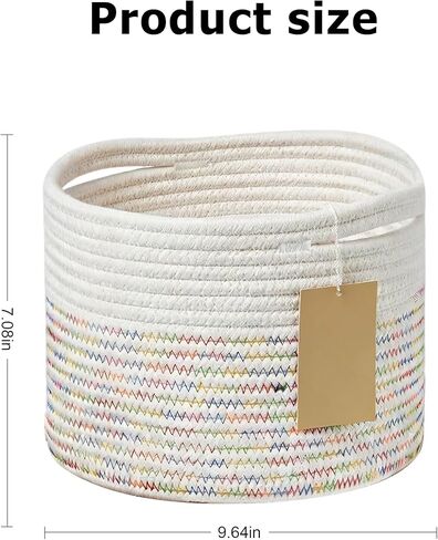 Small Woven Cotton Rope Storage Baskets,Mini Decorative Storage Bin For Gifting, Shower, Desk, Makeup Brushes, Bathroom, Shelves(Linen,9.7×9.7×7.1") in Kuwait