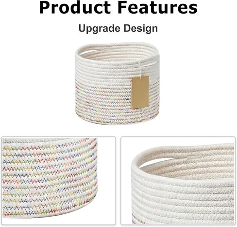 Small Woven Cotton Rope Storage Baskets,Mini Decorative Storage Bin For Gifting, Shower, Desk, Makeup Brushes, Bathroom, Shelves(Linen,9.7×9.7×7.1") in Kuwait