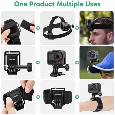 كاميرا AKASO Brave 7 LE Action مع بطاقة MicroSDXC U3 وحزمة تثبيت حزام الرأس سريعة التحرير in Kuwait