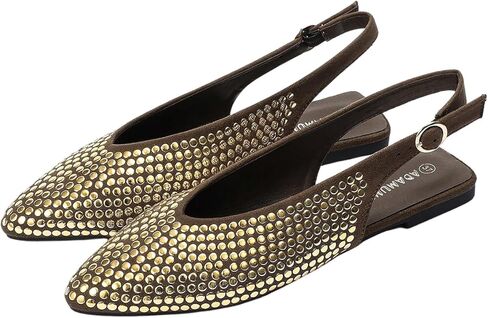 GORGLITTER المرأة برشام Slingback الشقق البغال أشار تو الصنادل الأعمال العمل مكتب اللباس الأحذية in Kuwait