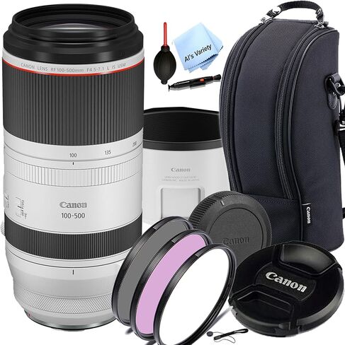 عدسة Canon RF 100-500mm f/4.5-7.1 L هي عدسة USM - حقيبة عدسة، فلاتر، غطاء توليب، + المزيد - الحزمة الأساسية (متجددة) in Kuwait